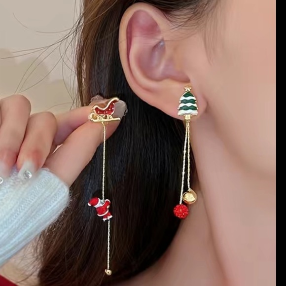 Santa and Christmas Dangle Earrings - Picture 2 of 6